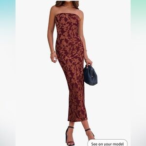 BTFBM Sleeveless Maxi Stretch Dress Size XXL velvet finish burgundy red rust New